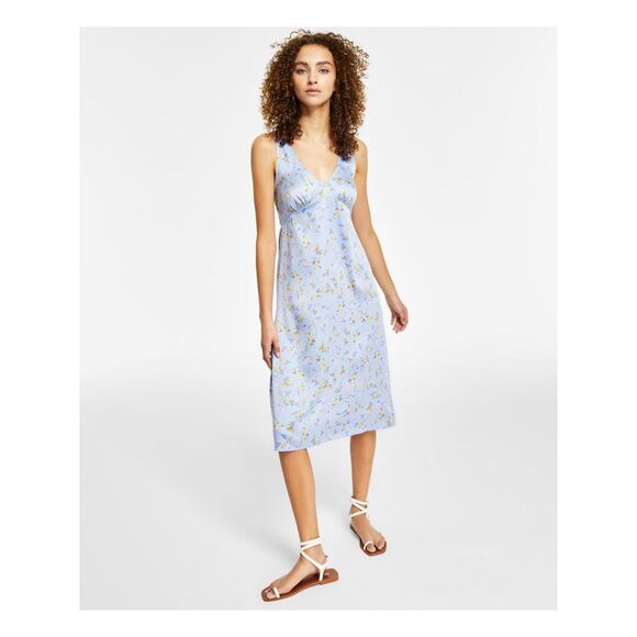 HIPPIE ROSE Womens Light Blue Adjustable Unlined Pullover Midi Dress M - Picture 1 of 4